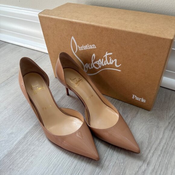 Christian Louboutin D'orsay Patent Nude Iriza 70mm Heels - Picture 2 of 9